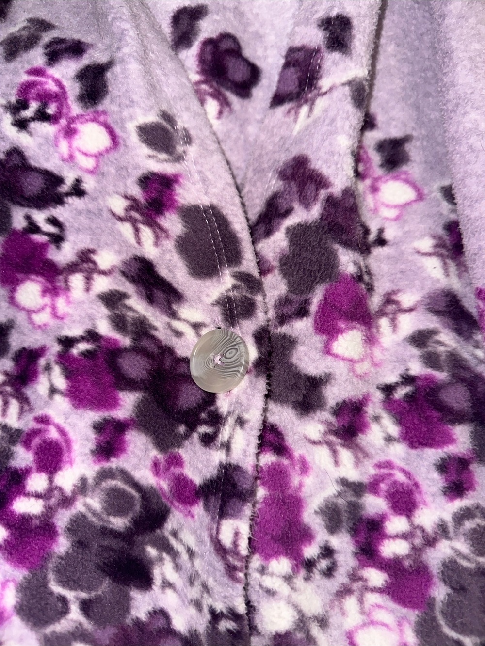 Cuddl Duds Lavender to Deep Purple Floral  Fleece Hooded Cardigan - Picture 3 of 3